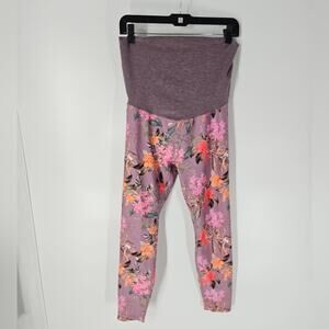 Beyond The Bump Purple Floral High Waisted Leggings M